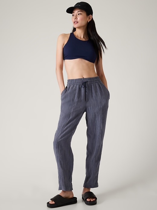 Image number 1 showing, Retreat Linen High Rise Ankle Pant