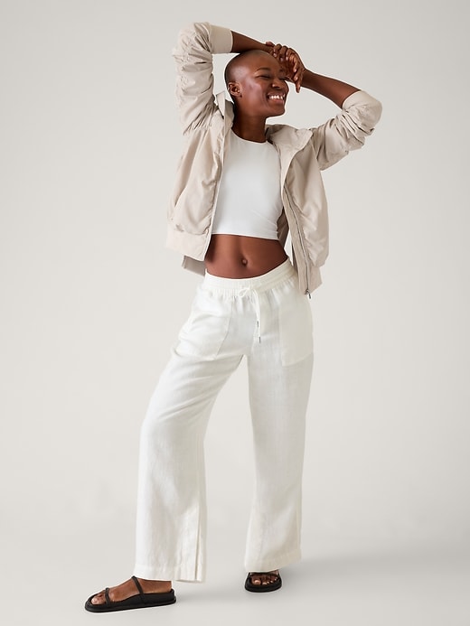 Image number 1 showing, Retreat Linen Mid Rise Wide Leg Pant