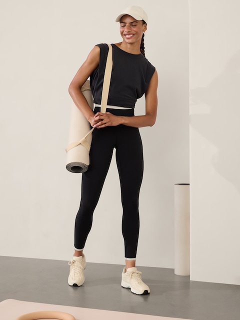 Transcend High Rise Tipped 7/8 Legging - Black/Bone