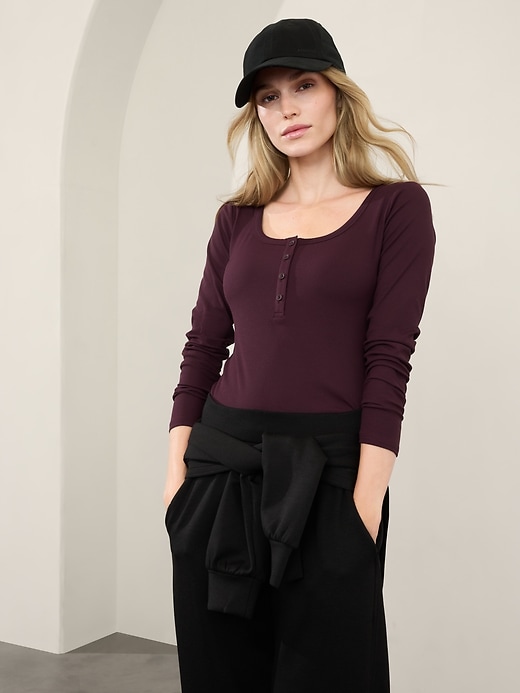 Image number 1 showing, Signature Rib Henley Top