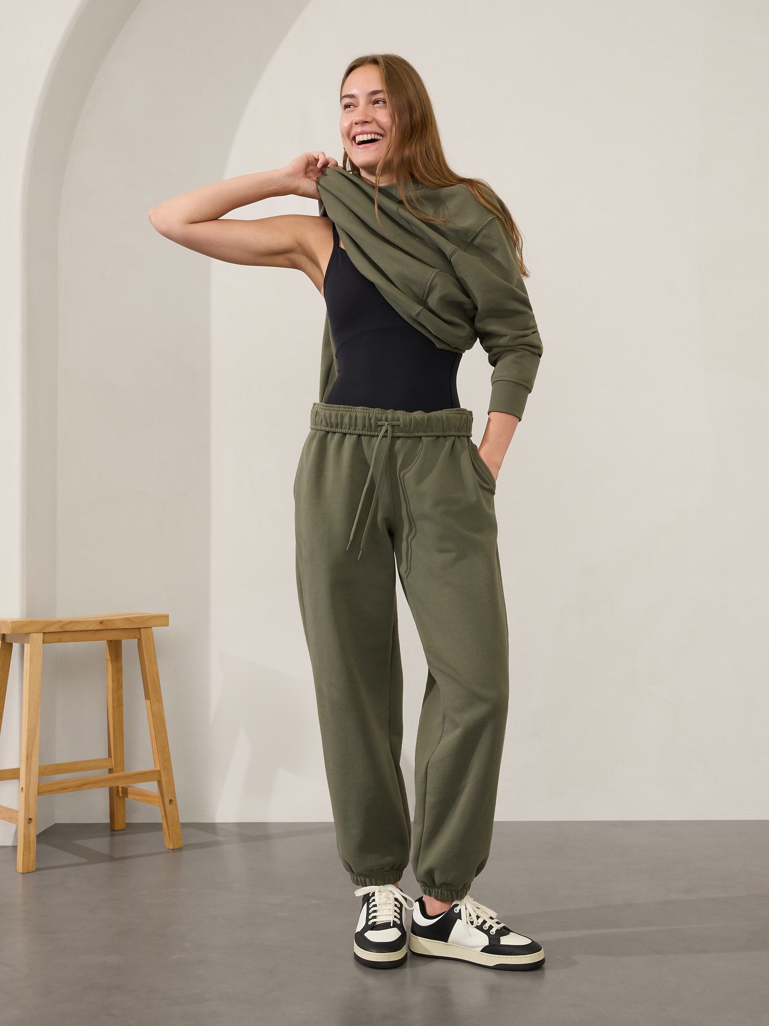 Pantalon de jogging en molleton à taille moyenne Forever