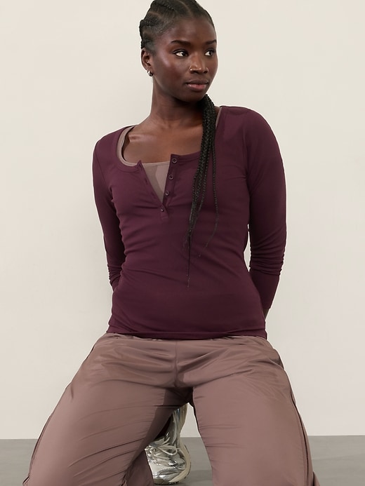 Image number 7 showing, Signature Rib Henley Top