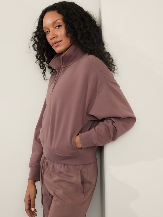 Image number 3 showing, Forever Fleece 1/2 Zip Crop Sweatshirt