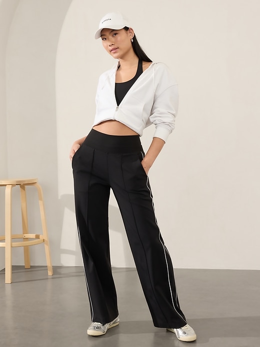 Image number 1 showing, Venice High Rise Track Stripe Wide Leg Pant