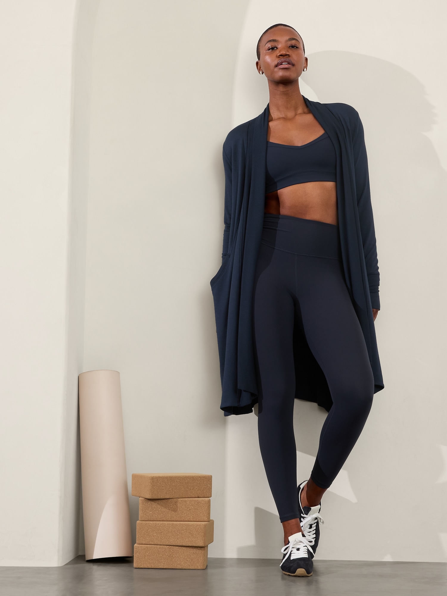 Cardigan long Pranayama - Bleu