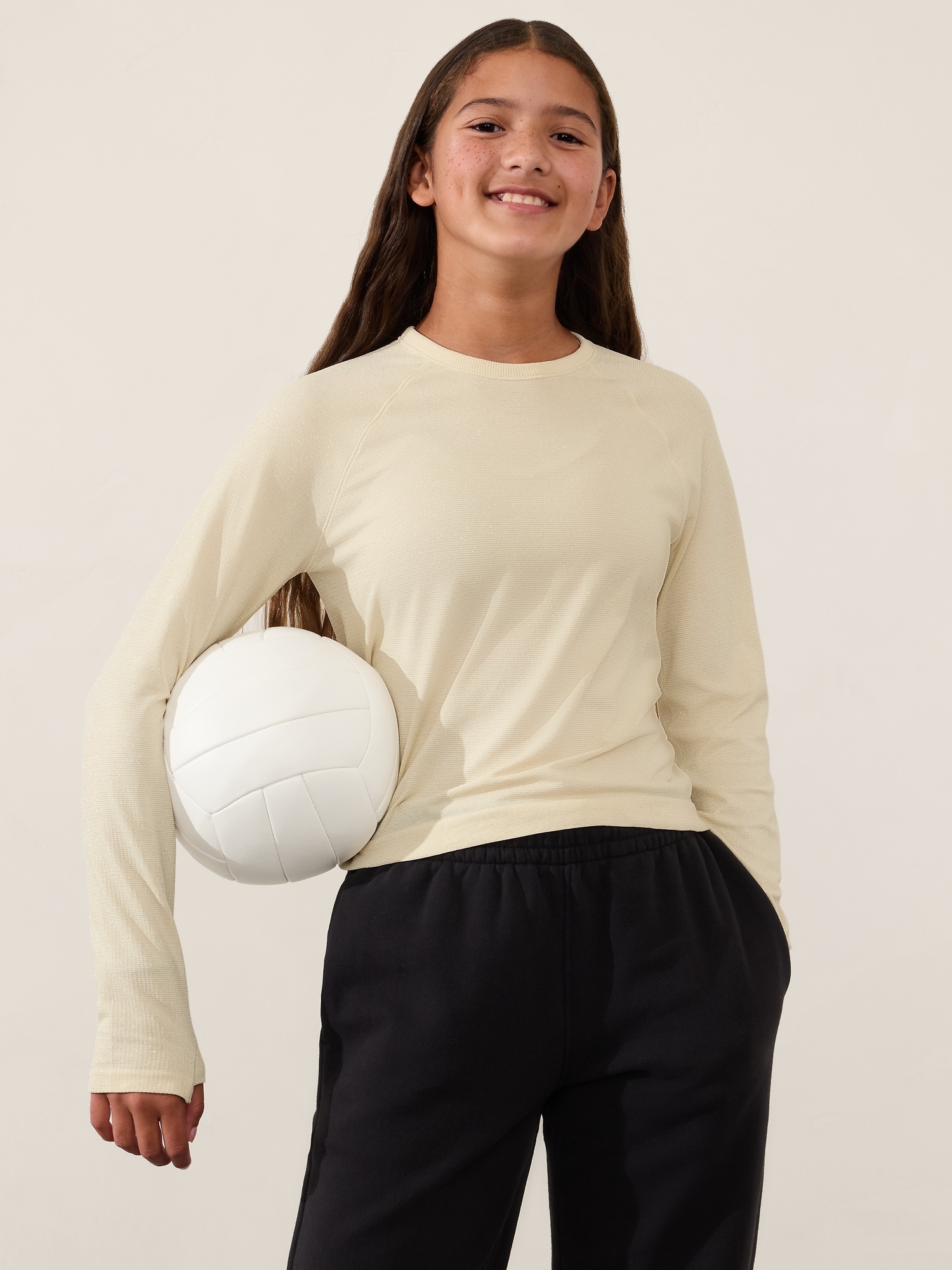 Athleta Girl Power Up Sport Length Shimmer Top