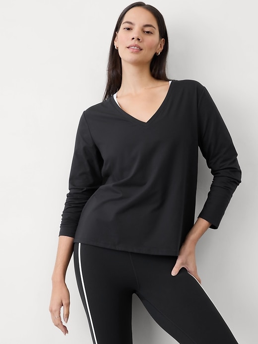 Image number 5 showing, Essential Long V-Neck Top