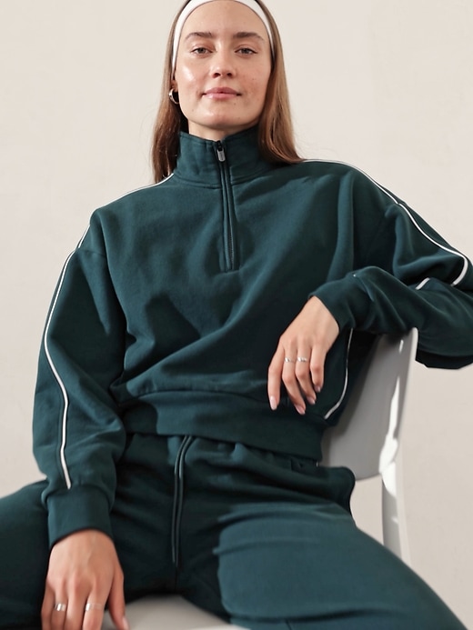 Image number 4 showing, Forever Fleece 1/2 Zip High Hip Piping Sweatshirt
