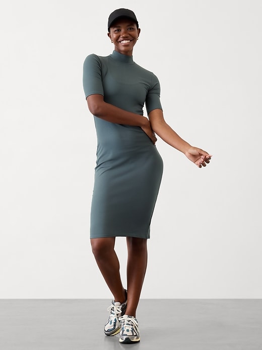 Image number 1 showing, Signature Rib Mock Neck Dress