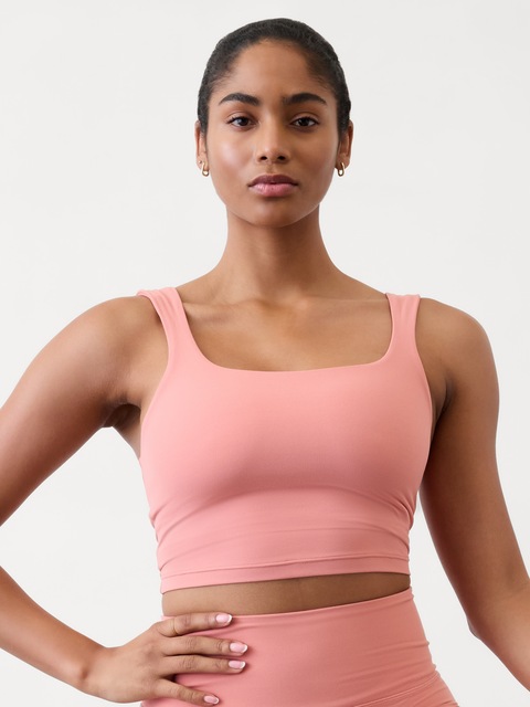 Transcend Square Neck Crop Sports Bra D-DD - Natural Rose