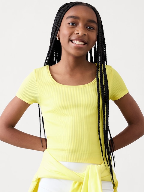 Athleta Girl Rise Above Rib Crop Tee - Yellow