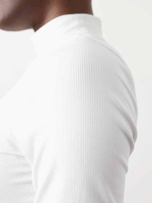 Image number 4 showing, Signature Rib Mock Neck Elbow Sleeve Tee