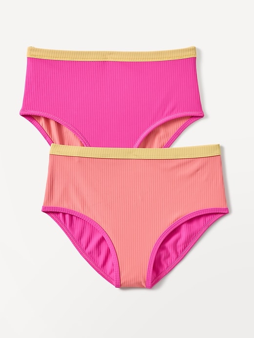 L'image numéro 2 présente Bas de maillot côtelé réversible à taille haute Athleta Girl