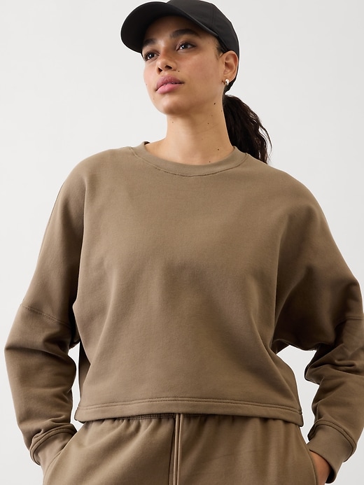 Image number 1 showing, Easy Fleece Dolman Crop Sweatshirt