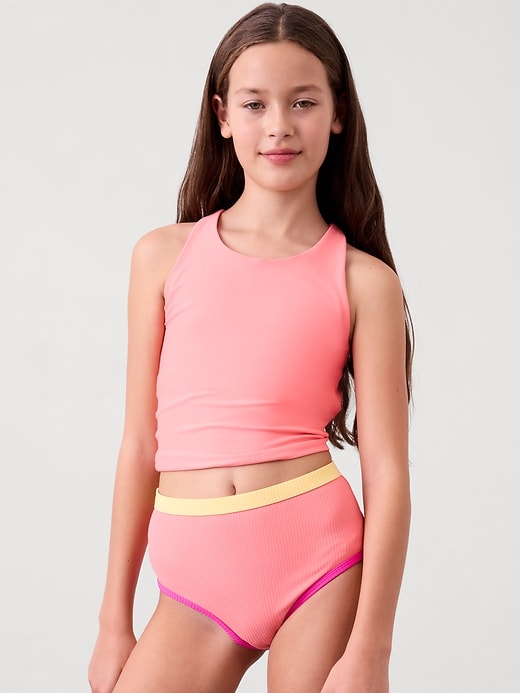 L'image numéro 1 présente Bas de maillot côtelé réversible à taille haute Athleta Girl