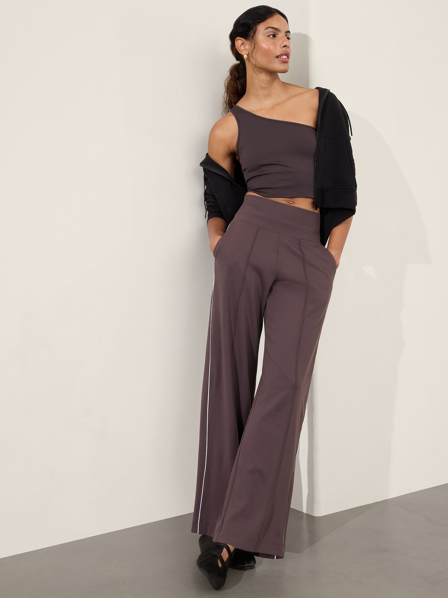 Venice High Rise Track Stripe Wide Leg Pant