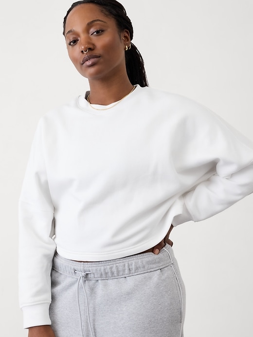 Image number 6 showing, Easy Fleece Dolman Crop Sweatshirt