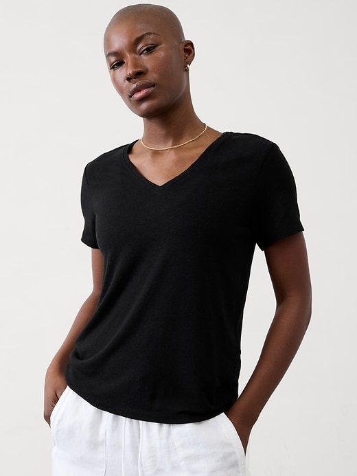 Image number 1 showing, Getaway Linen Blend V-Neck Tee