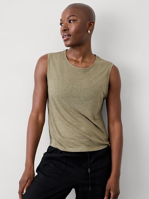 Image number 1 showing, Getaway Linen Blend Muscle Tank