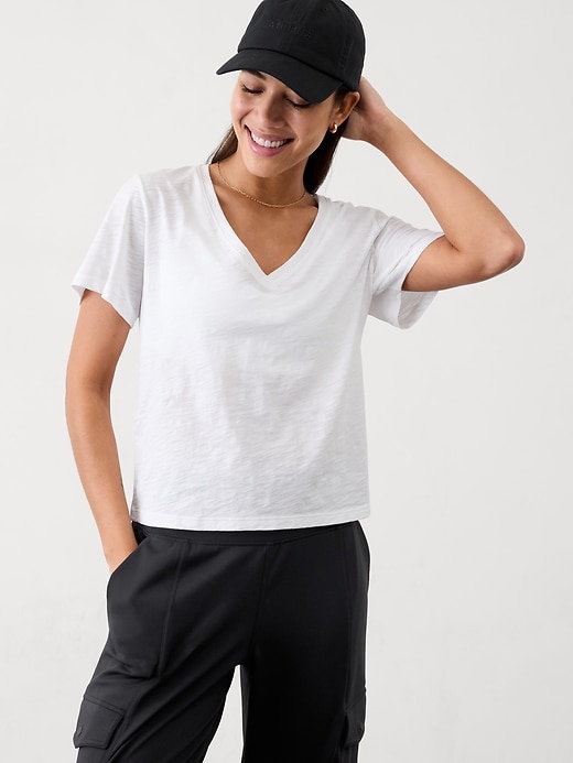 Image number 1 showing, Essential Slub V-Neck Tee