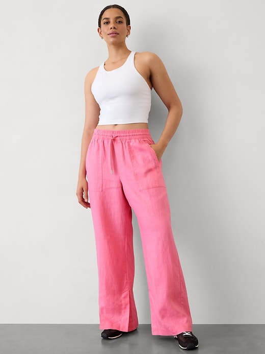 Image number 5 showing, Retreat Linen Mid Rise Wide Leg Pant