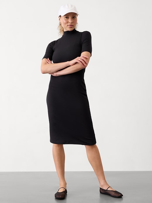 Image number 1 showing, Signature Rib Mock Neck Dress