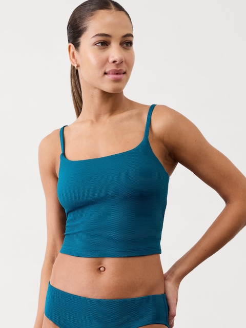 Scoop Crop Pique Tankini A-C - Blue