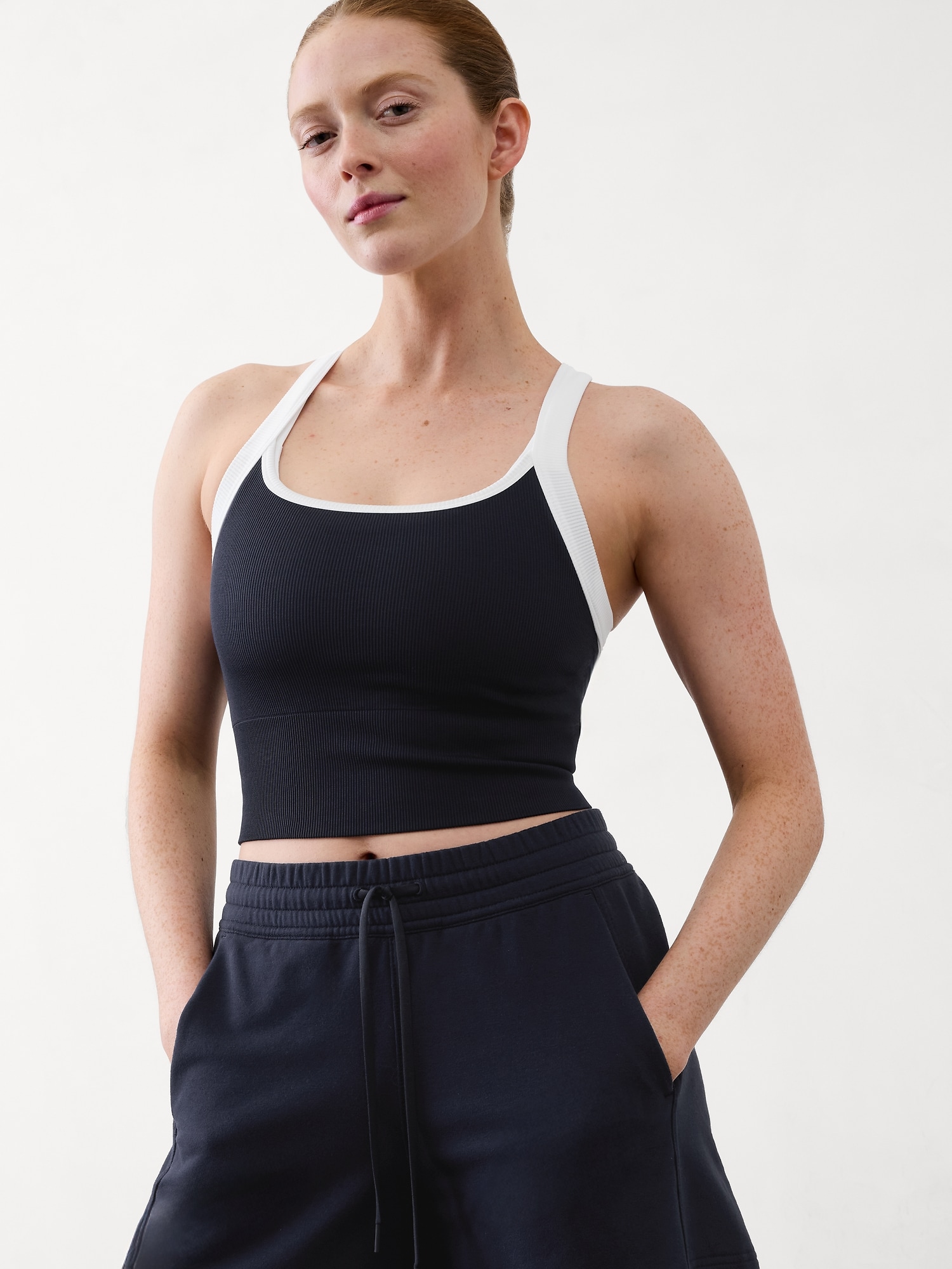 Aurora Seamless Crop Rib Strappy Tank