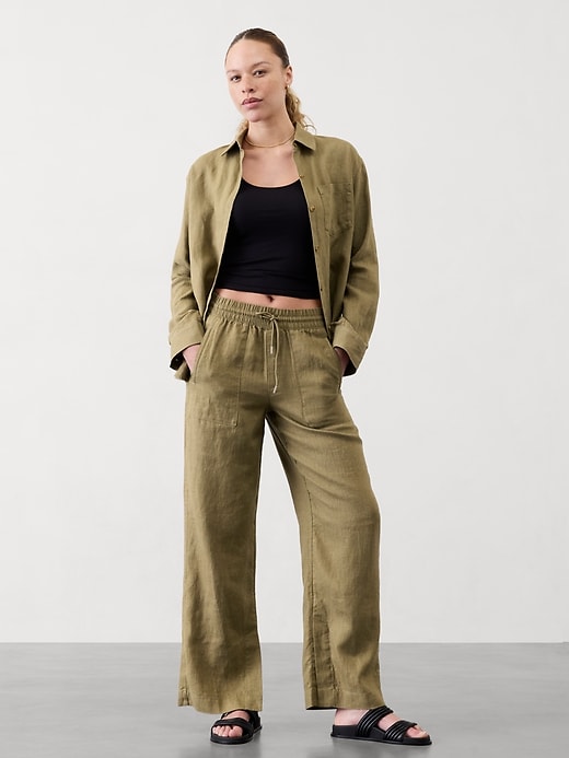 Image number 8 showing, Retreat Linen High Rise Wide Leg Pant