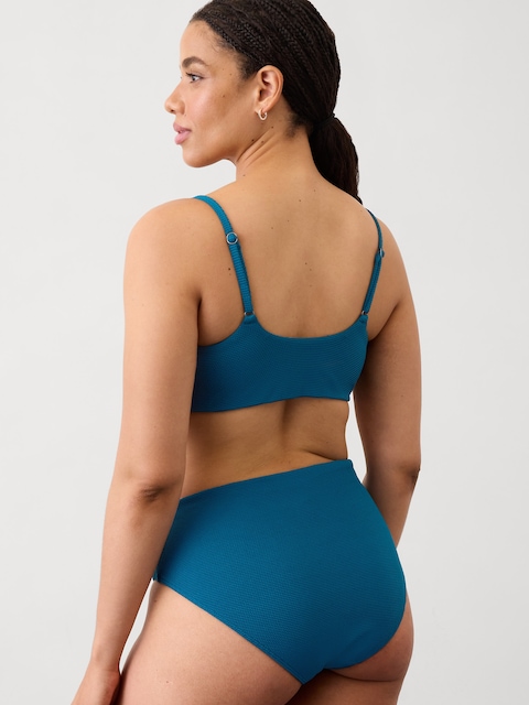 High Waist Pique Swim Bottom - Blue