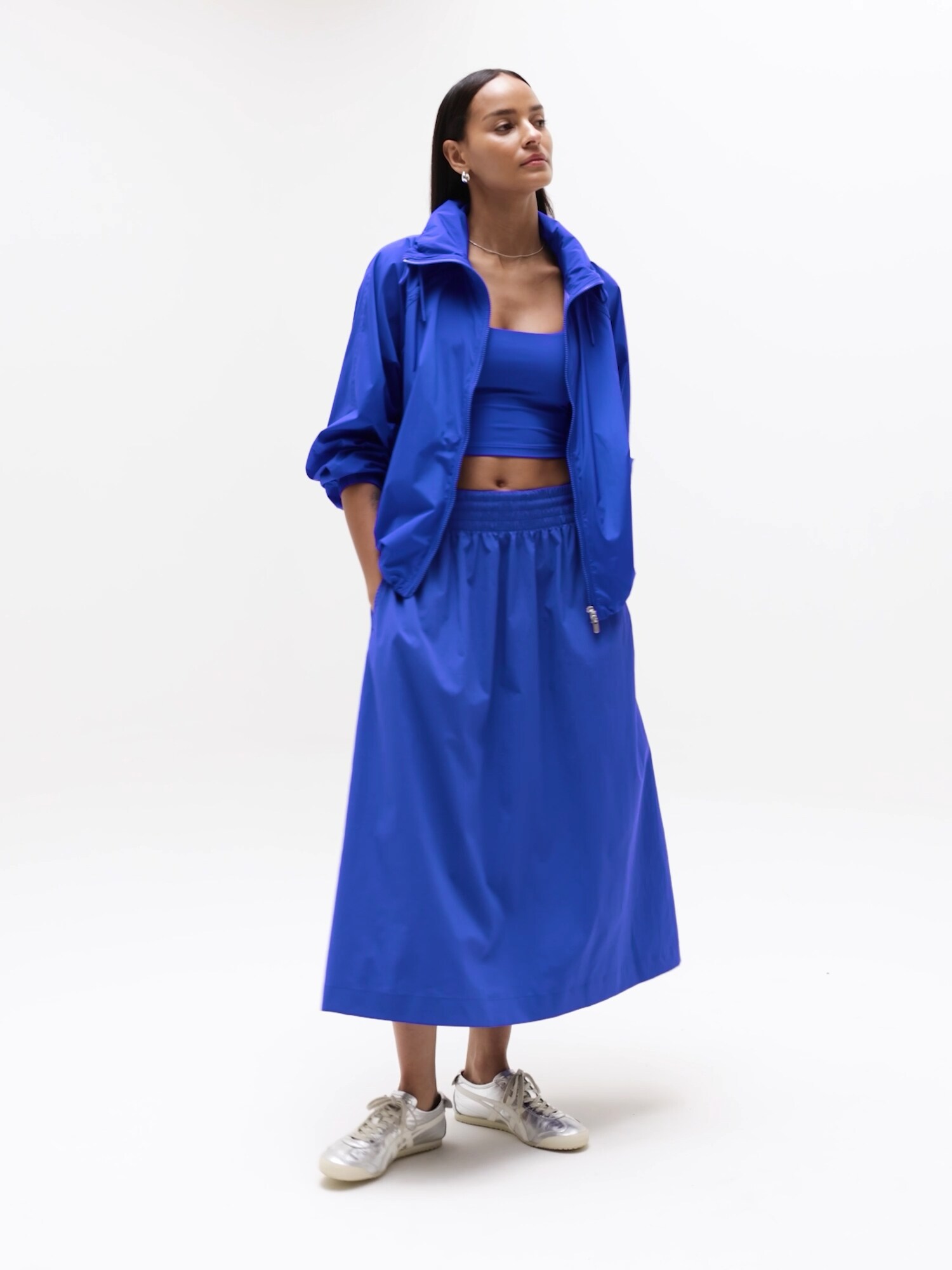 Midday Mid Rise Midi Poplin Skirt | Athleta