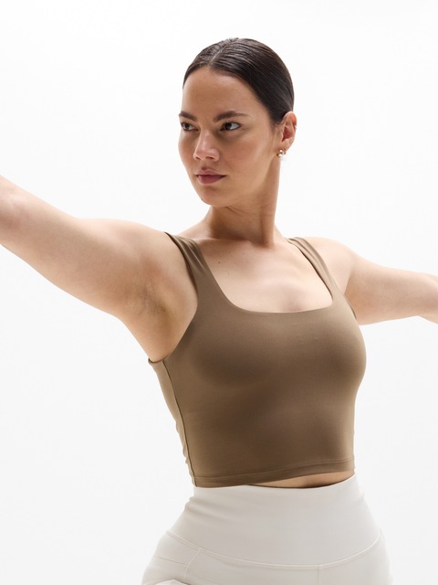 Transcend Square Neck Crop Sports Bra A-C - Brown