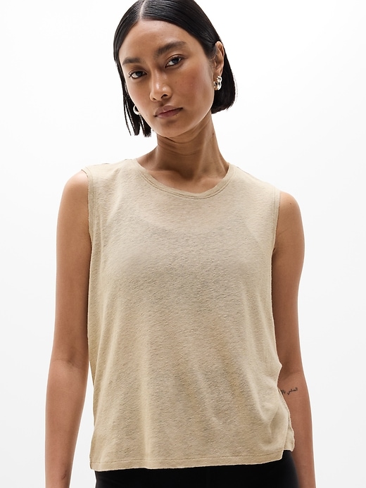 Image number 1 showing, Getaway Linen Blend Muscle Tank