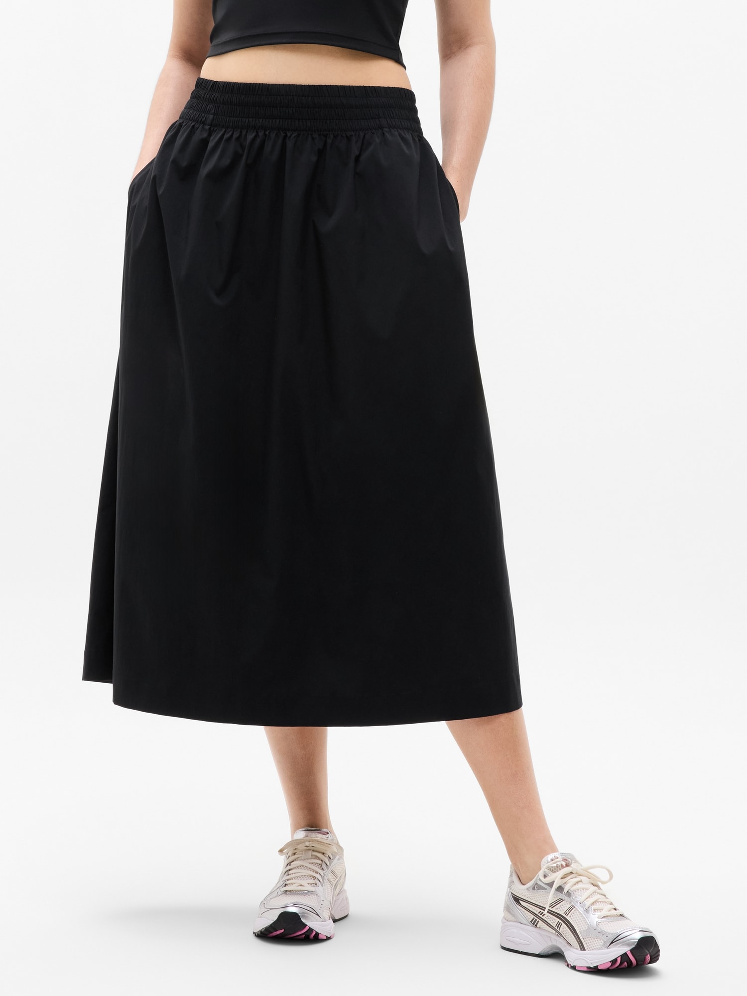Midday Mid Rise Midi Poplin Skirt