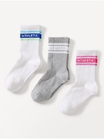 Image number 1 showing, Athleta Girl Everyday Crew Sock 3-Pack
