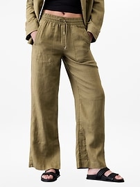 Retreat Linen Mid Rise Wide Leg Pant