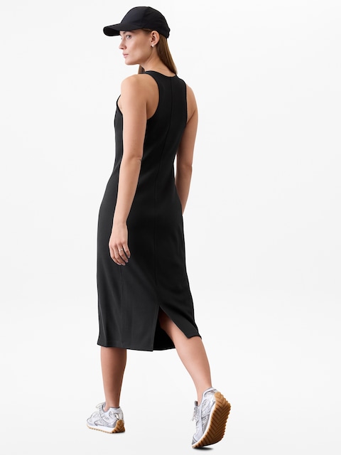 Seasoft Rib Midi Tank Dress - Black