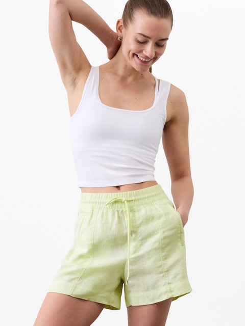 Retreat Linen Mid Rise 4" Short - Green