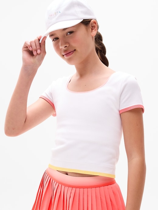 Image number 1 showing, Athleta Girl Rise Above Rib Crop Tee