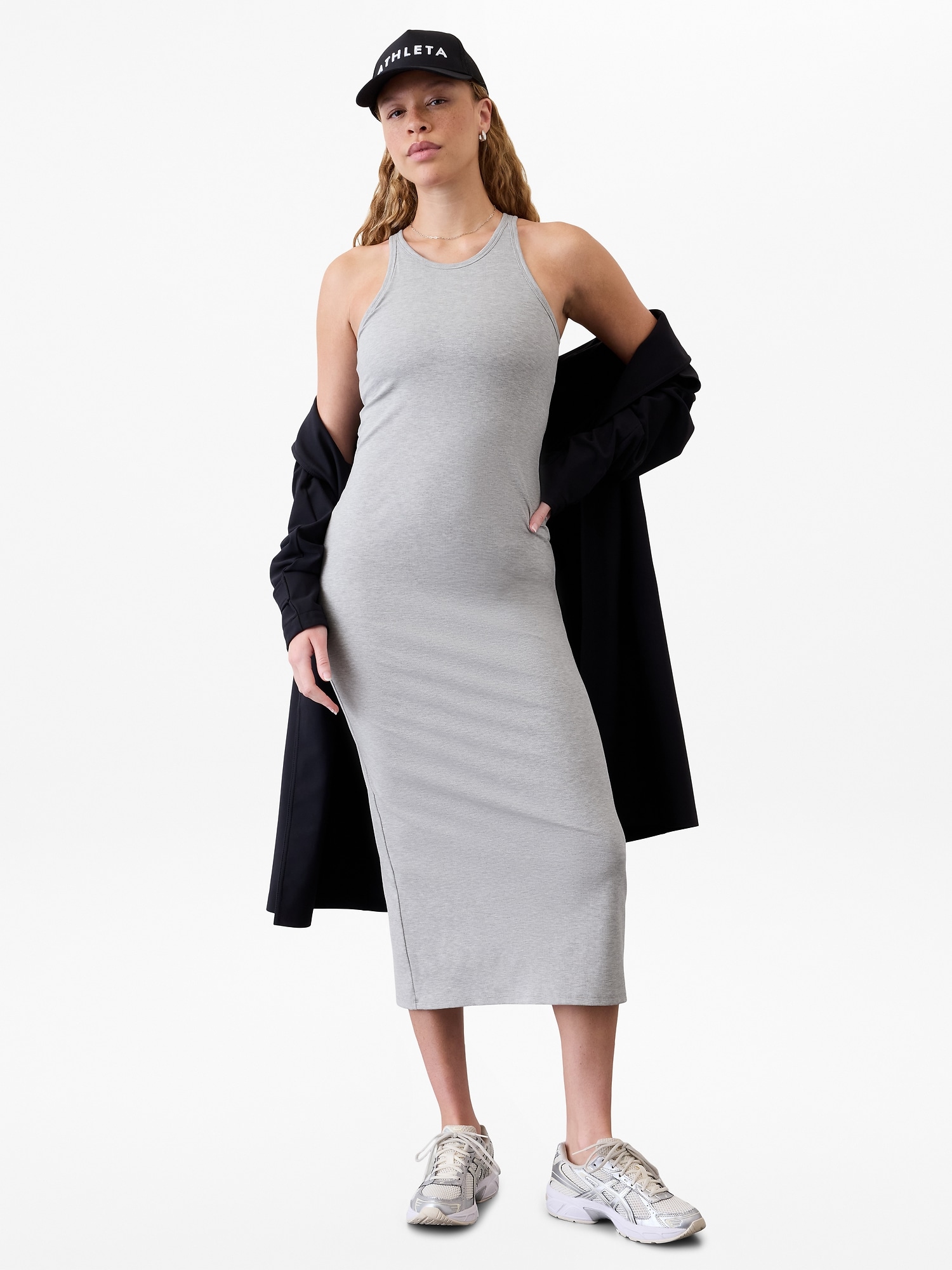 Signature Rib Maxi Dress - Gray