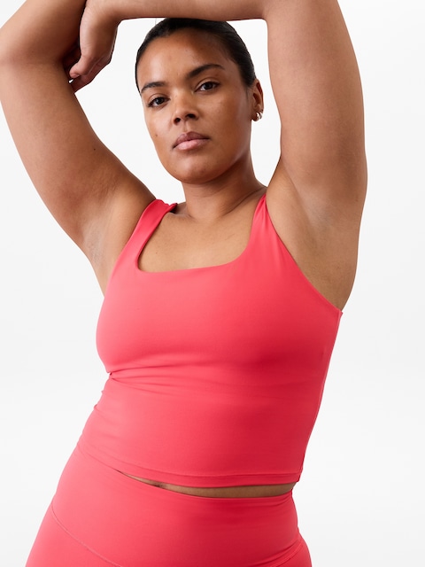 Transcend Square Neck Crop Sports Bra D-DD - Pink