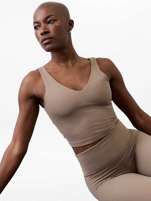 Image number 7 showing, Transcend V Neck Rib Crop Sports Bra A-C