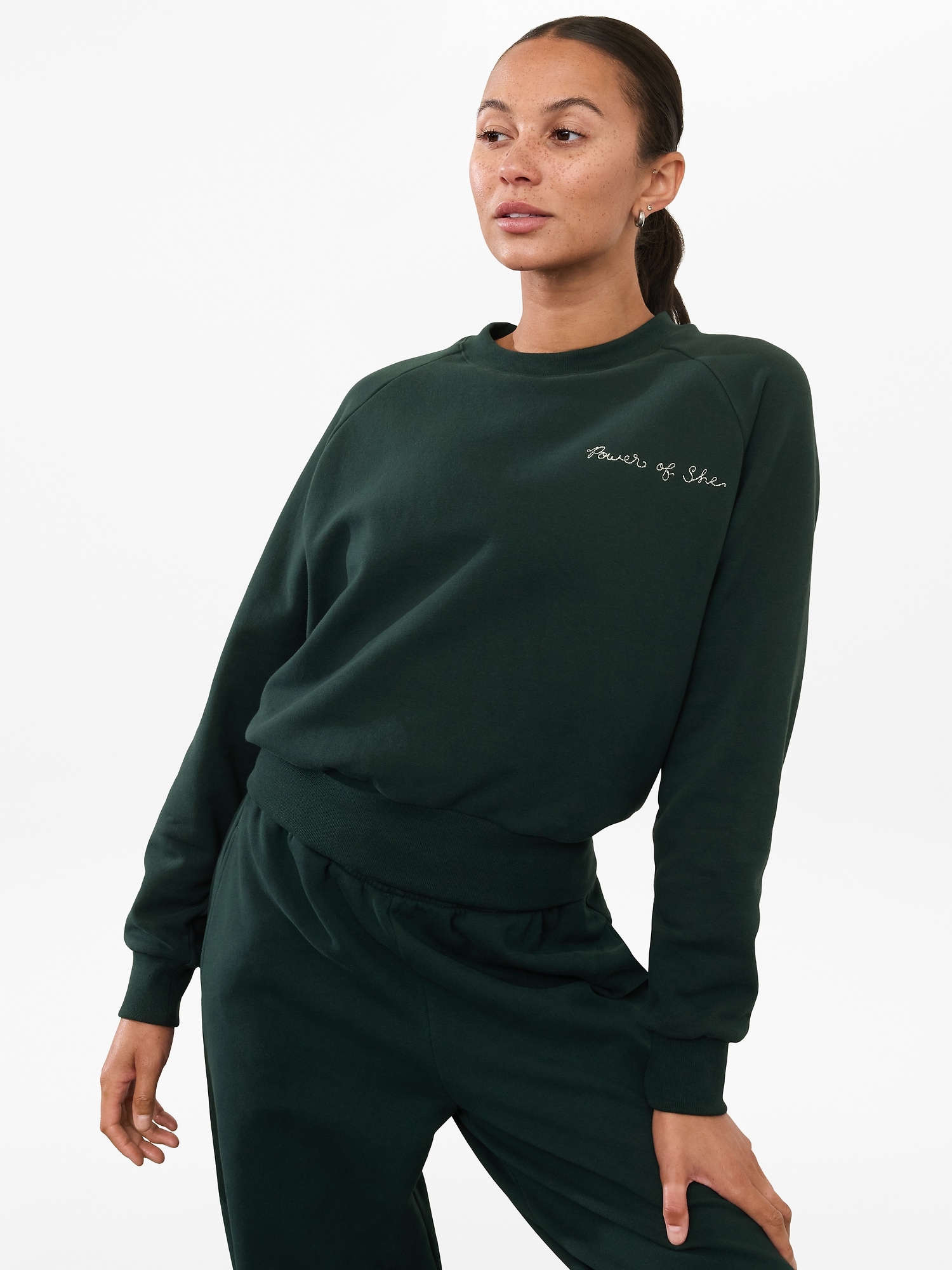 Power of She Embroidered Crew Sweatshirt