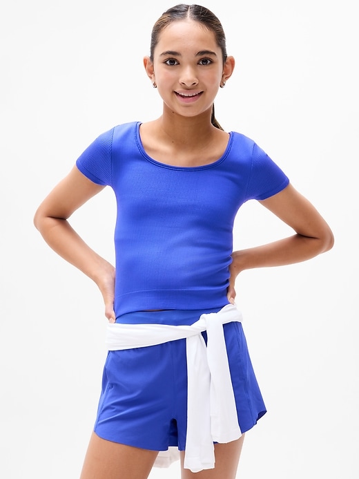 Image number 1 showing, Athleta Girl Rise Above Rib Crop Tee