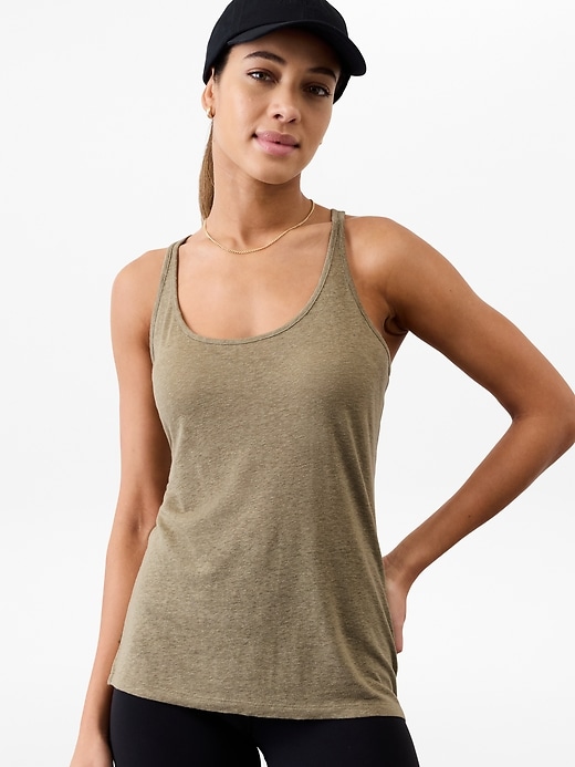 Image number 1 showing, Getaway Linen Blend Tank