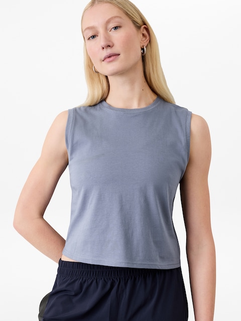 True Cotton Crop Tank - Blue