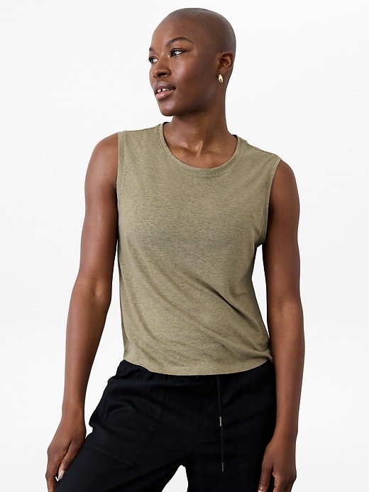Image number 1 showing, Getaway Linen Blend Muscle Tank