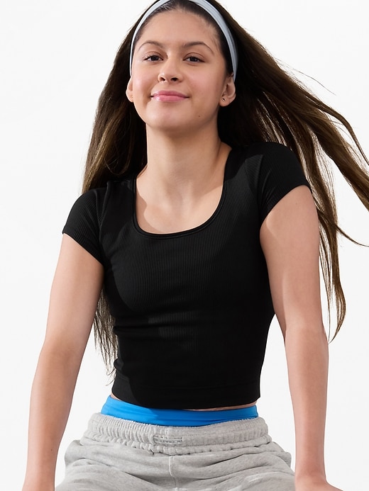 Image number 1 showing, Athleta Girl Rise Above Rib Crop Tee