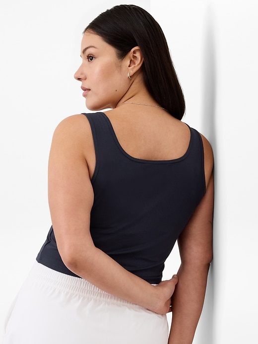 Image number 6 showing, Signature Rib Square Neck Crop Tank