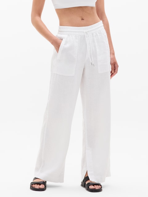 Retreat Linen High Rise Wide Leg Pant - White